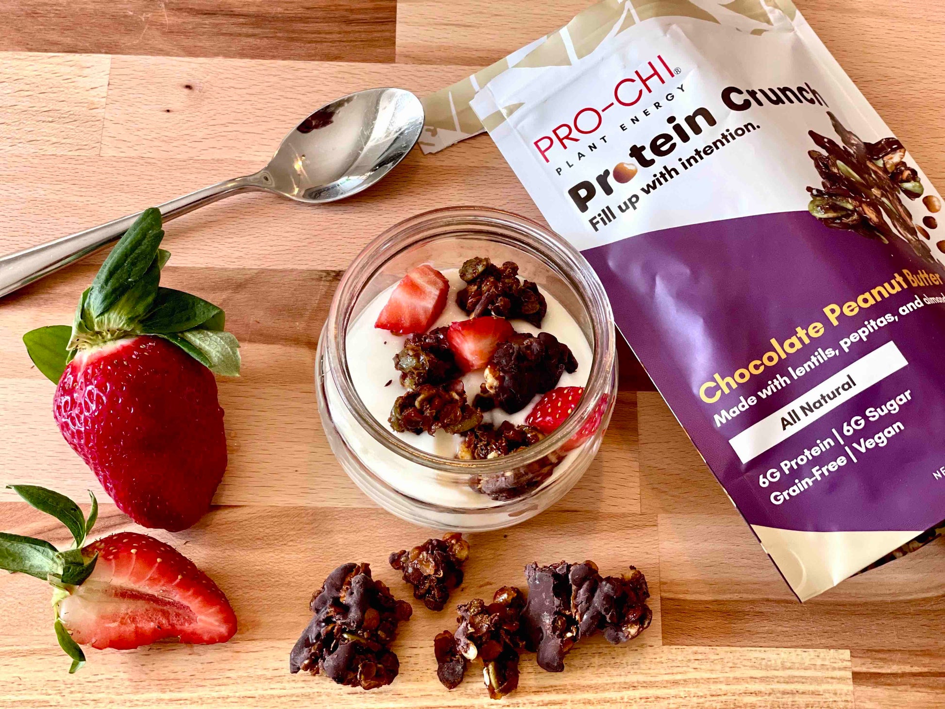 plant based grain free granola healthy snack chocolate peanut butter