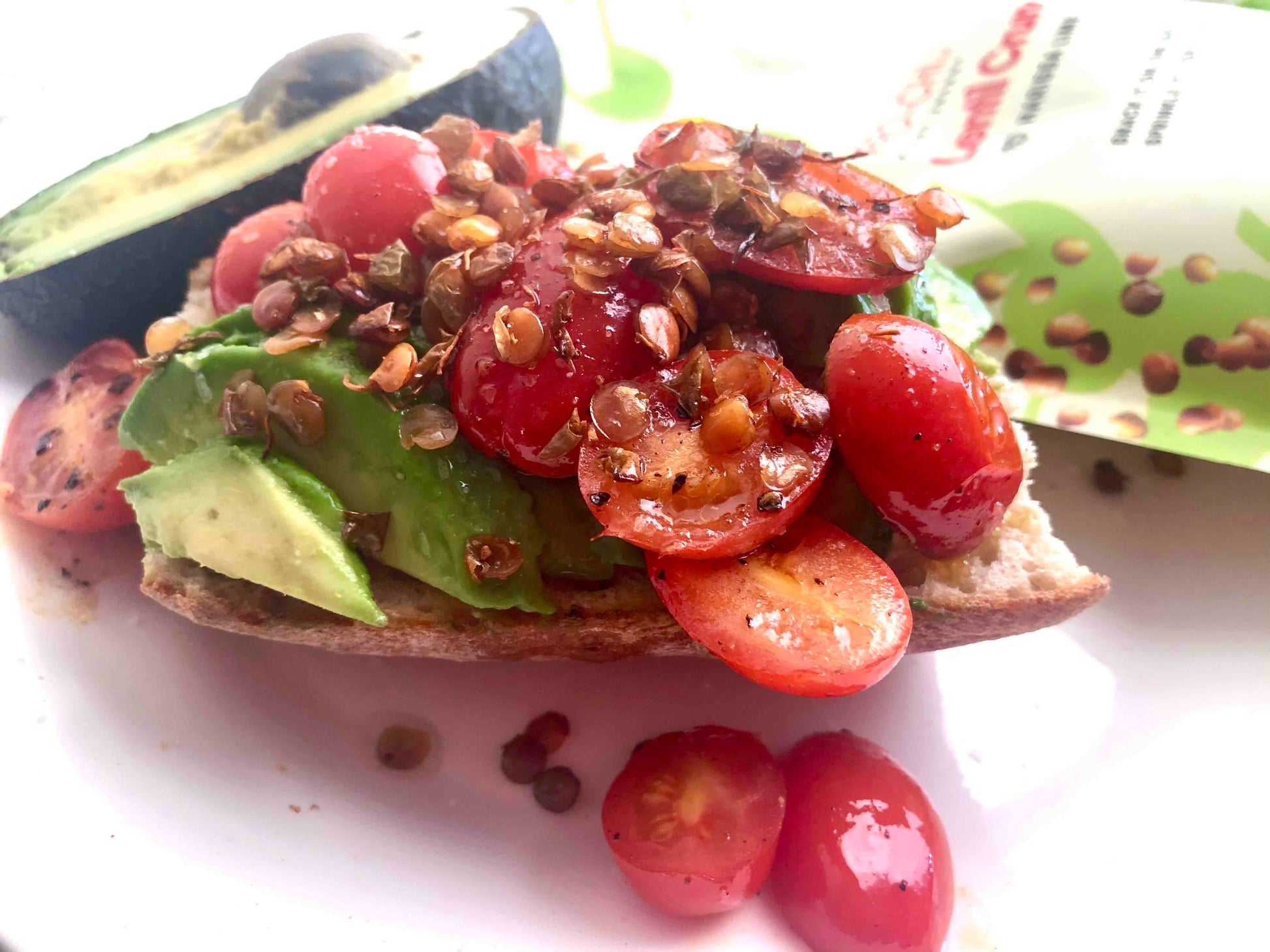 crunchy lentils salad topper plant based snack avocado toast