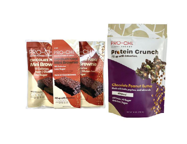 plant based brownies and grain free granola chocolate protein snacks